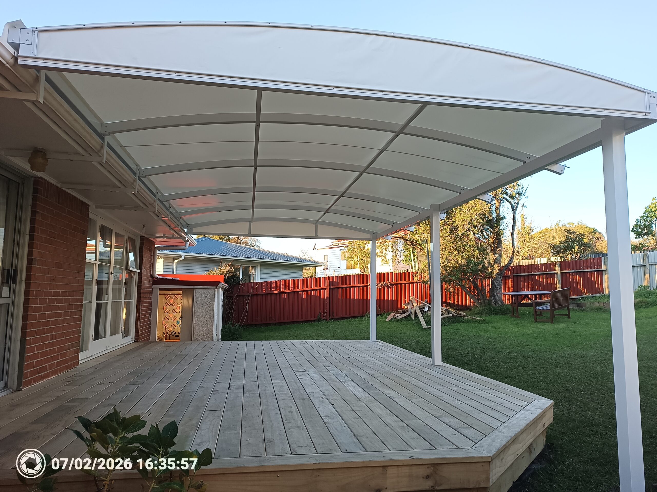 PVC curved Awning Over Deck